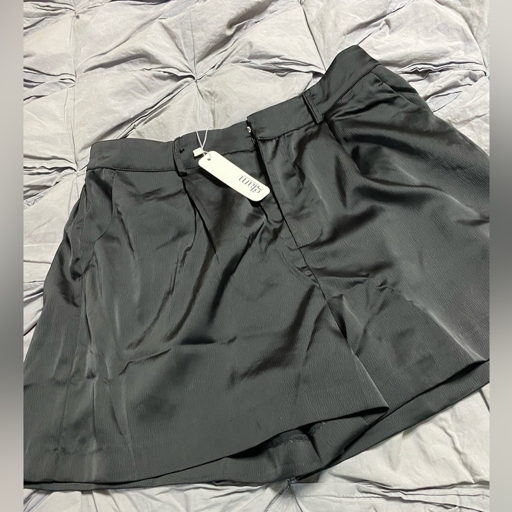 Glam Black Satin Shorts